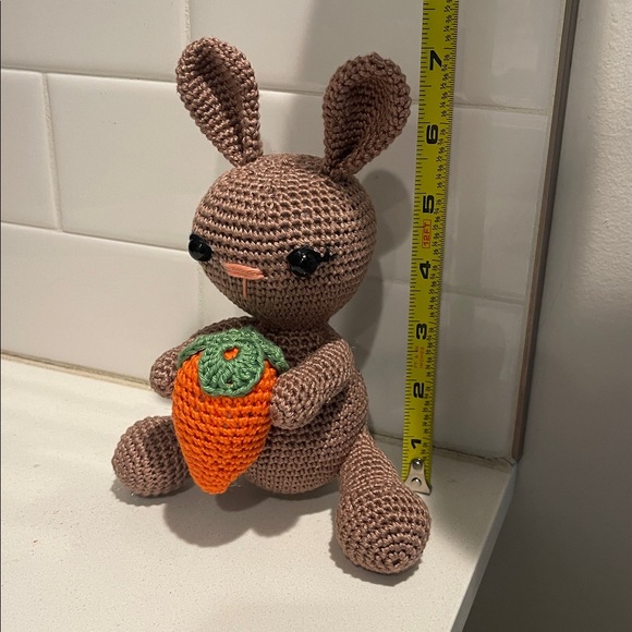 Handcrafted Spring Easter Bunny Rabbit Holiday Decor Amigurui Crochet Carrot - Picture 9 of 10